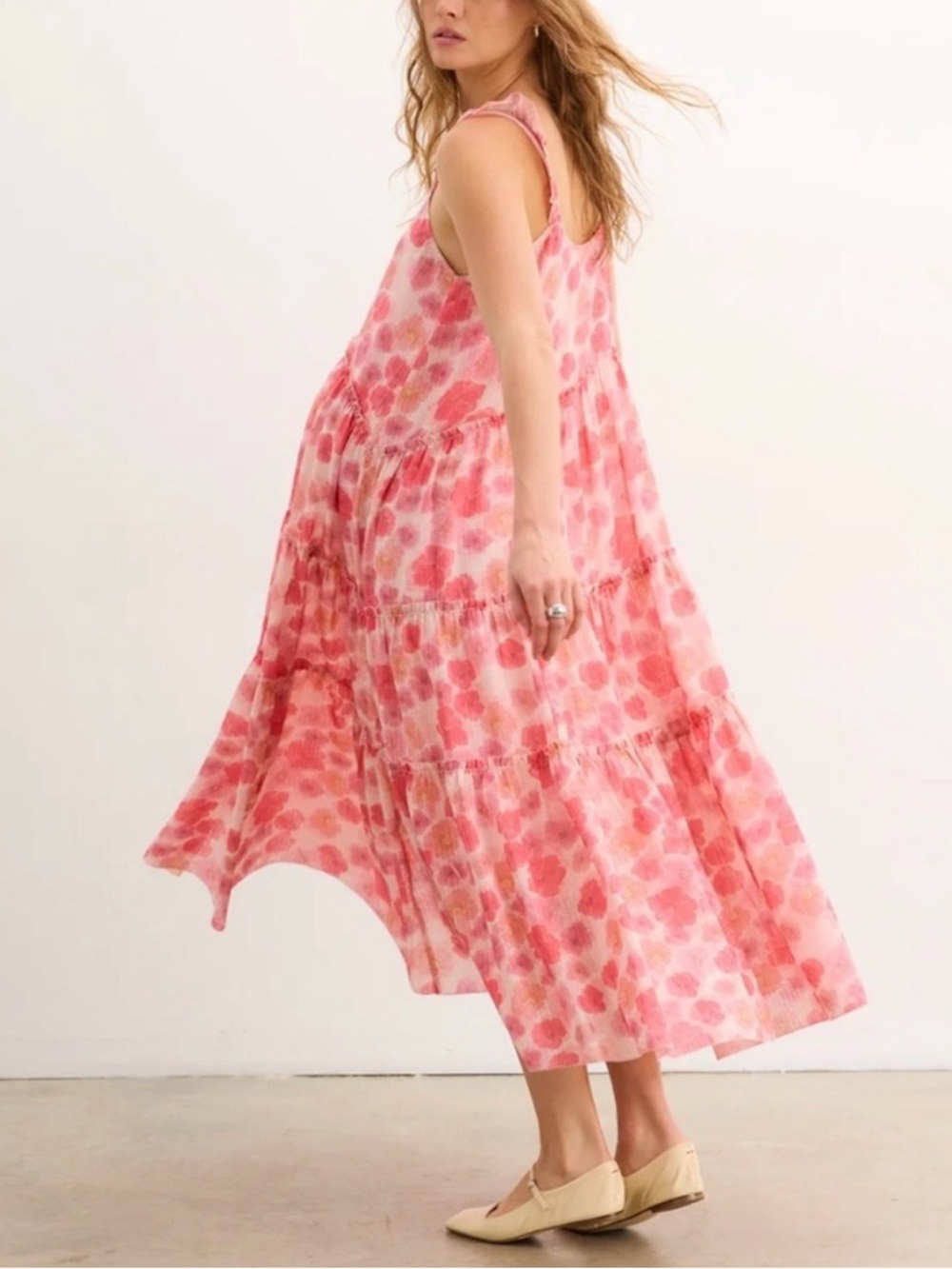 Hatch asymmetrical Tiered Maxi Dress